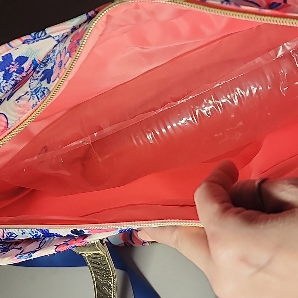 Lilly Pulitzer Pink and Blue Floral Bag with Gold Straps- NWOT - Picture 8 of 11